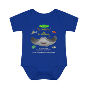 Sculptlings Collectable Clothing Line Jay the Stingray Baby Onesie in Blue front