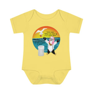 Sculptlings Collectable Clothing Line Patty the Paddleboarder Baby Onesie Yellow Front