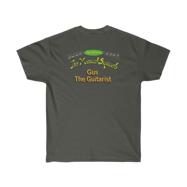 Gus the Guitarist Mens Music Shirt Charcoal Back