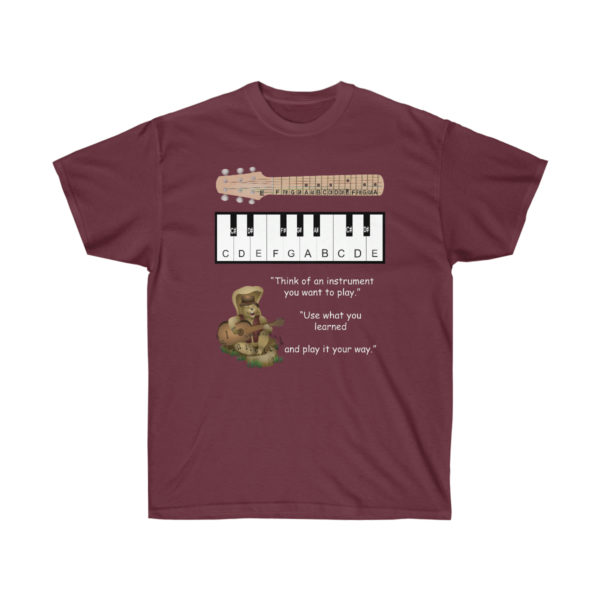 Gus the Guitarist Mens Music Shirt Maroon