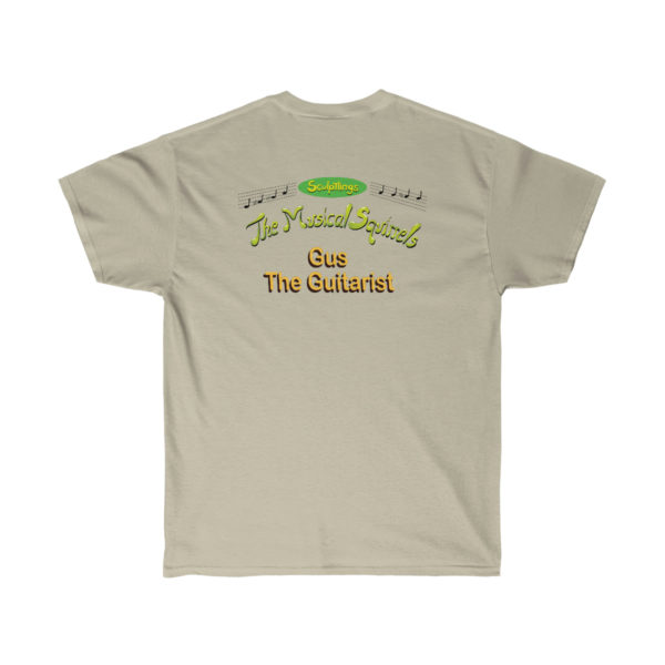 Gus the Guitarist Mens Music Shirt Sand Back