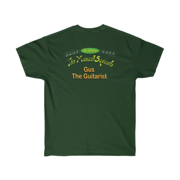 Gus the Guitarist Mens Music Shirt Forest Green Back