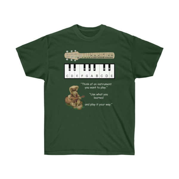 Gus the Guitarist Mens Music Shirt Forest Green