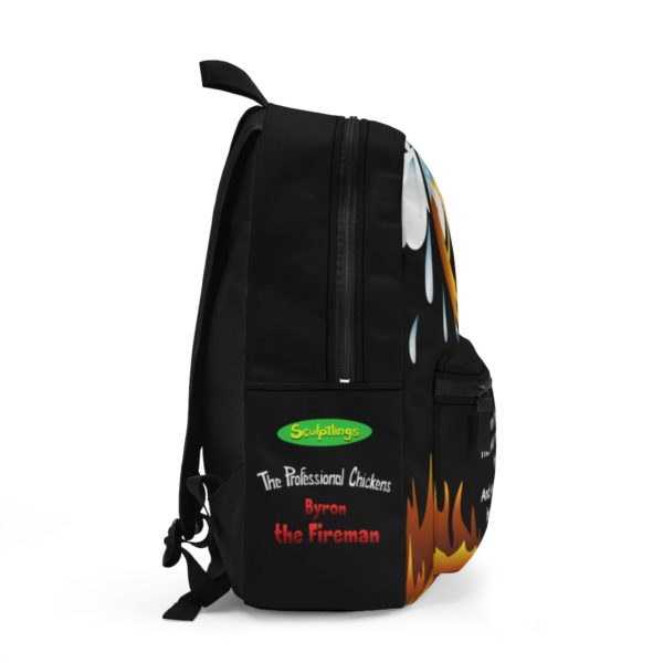 Byron the Fireman Backpack Side Logo View